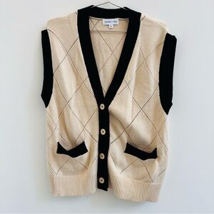 Cream and Black Women's Vest